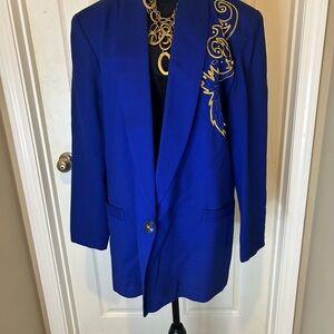 Vintage “MOZA” Royal Blue Blazer with Gold Accents